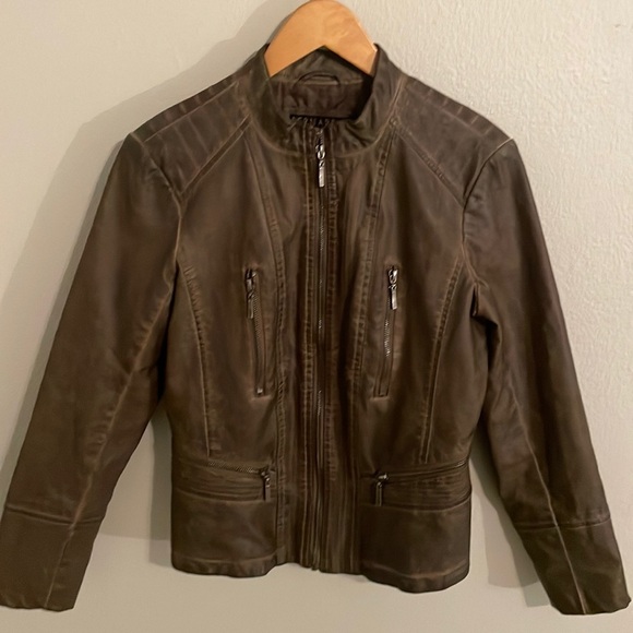 Bernardo faux leather like jacket moto sz s small zippers‎ zip up - Picture 2 of 8